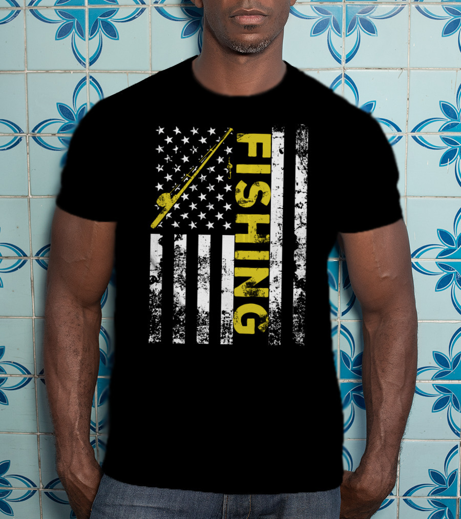 American Flag Fishing USA Patriotic T-Shirt
