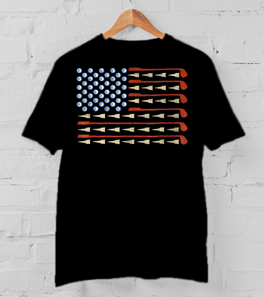 American Flag Golf Balls And Clubs Sports Humor T-Shirt