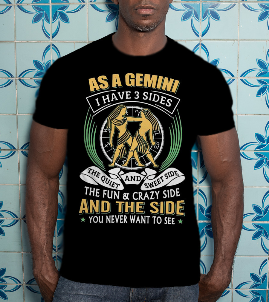 As A Gemini I Have 3 Sides The Quiet And Sweet Side The Fun And Crazy Side And The Side You Never Want To See T-Shirt