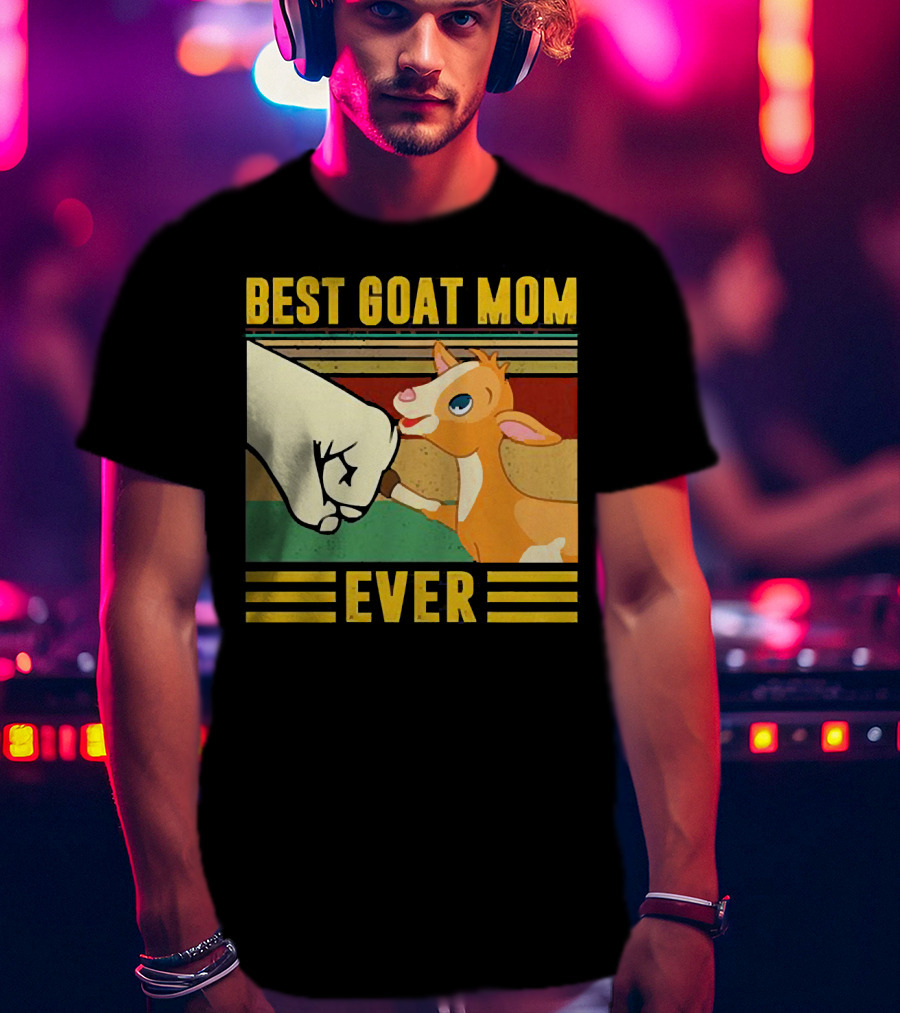 Best Goat Mom Ever Fist Bump With Adorable Cartoon Kid T-Shirt