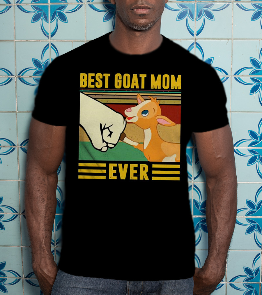 Best Goat Mom Ever Fist Bump With Adorable Cartoon Kid T-Shirt