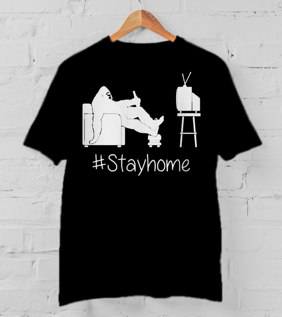 Bigfoot Relaxing Watching TV #Stayhome T-Shirt