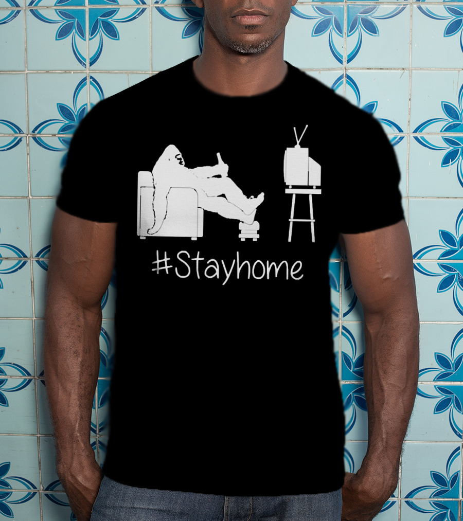 Bigfoot Relaxing Watching TV #Stayhome T-Shirt