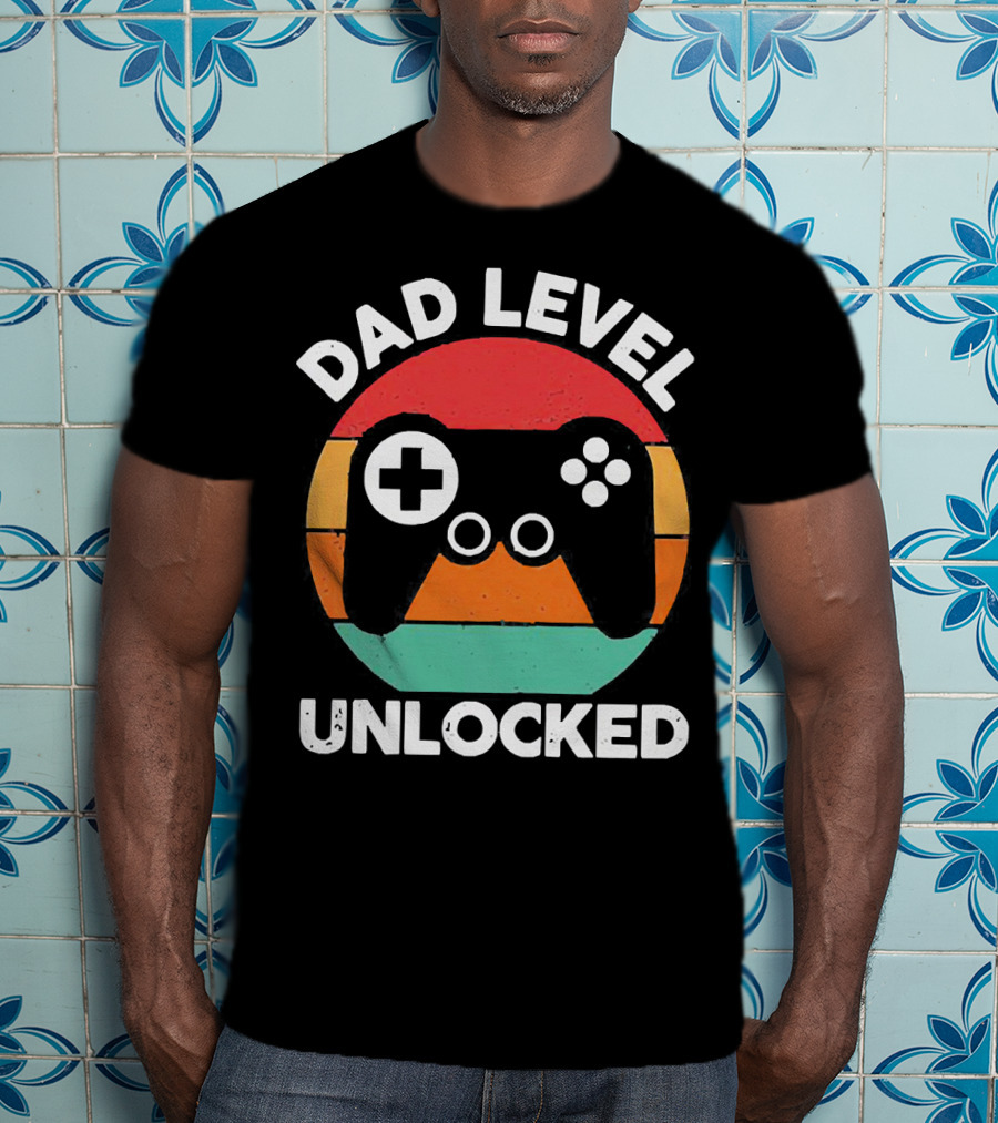 Dad Level Unlocked Vintage Version Gamer Control T-Shirt