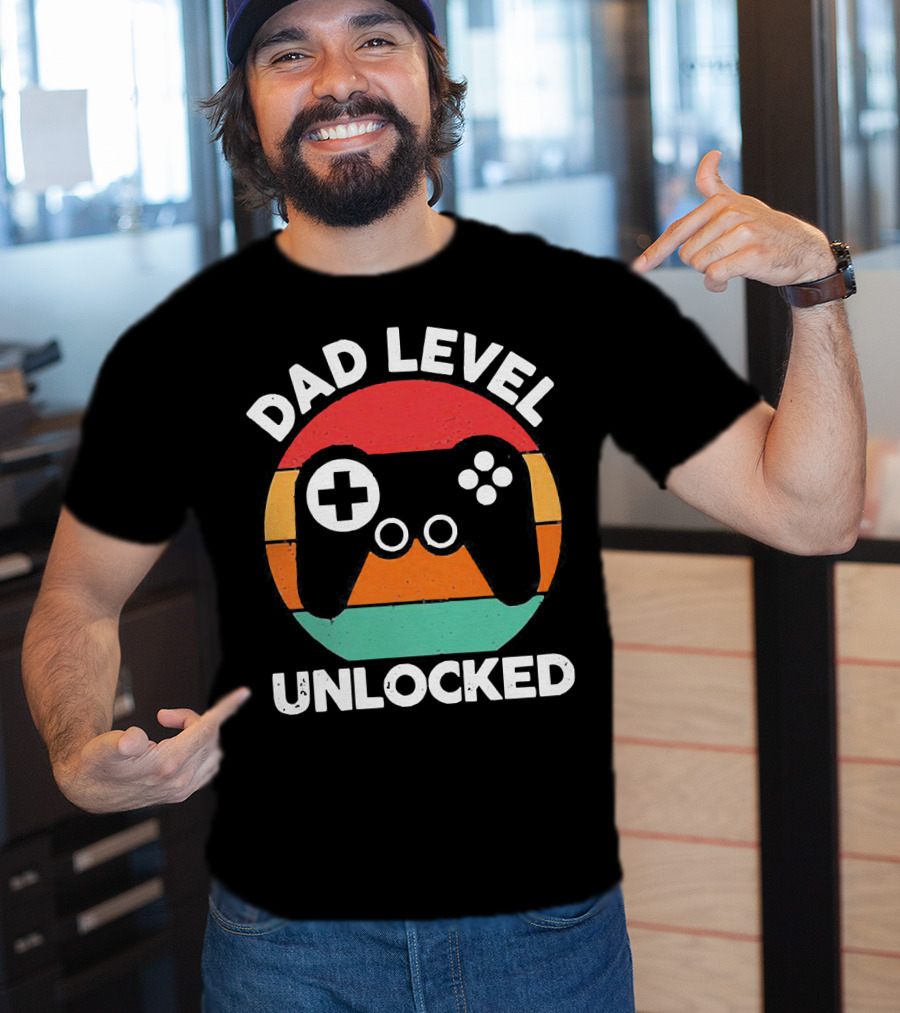 Dad Level Unlocked Vintage Version Gamer Control T-Shirt