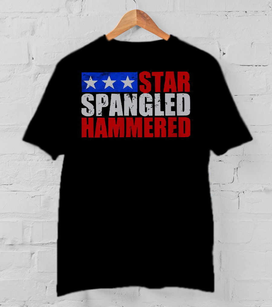Star Spangled Hammered USA Patriotic Festival Party Wear T-Shirt