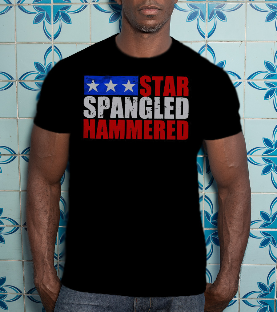 Star Spangled Hammered USA Patriotic Festival Party Wear T-Shirt