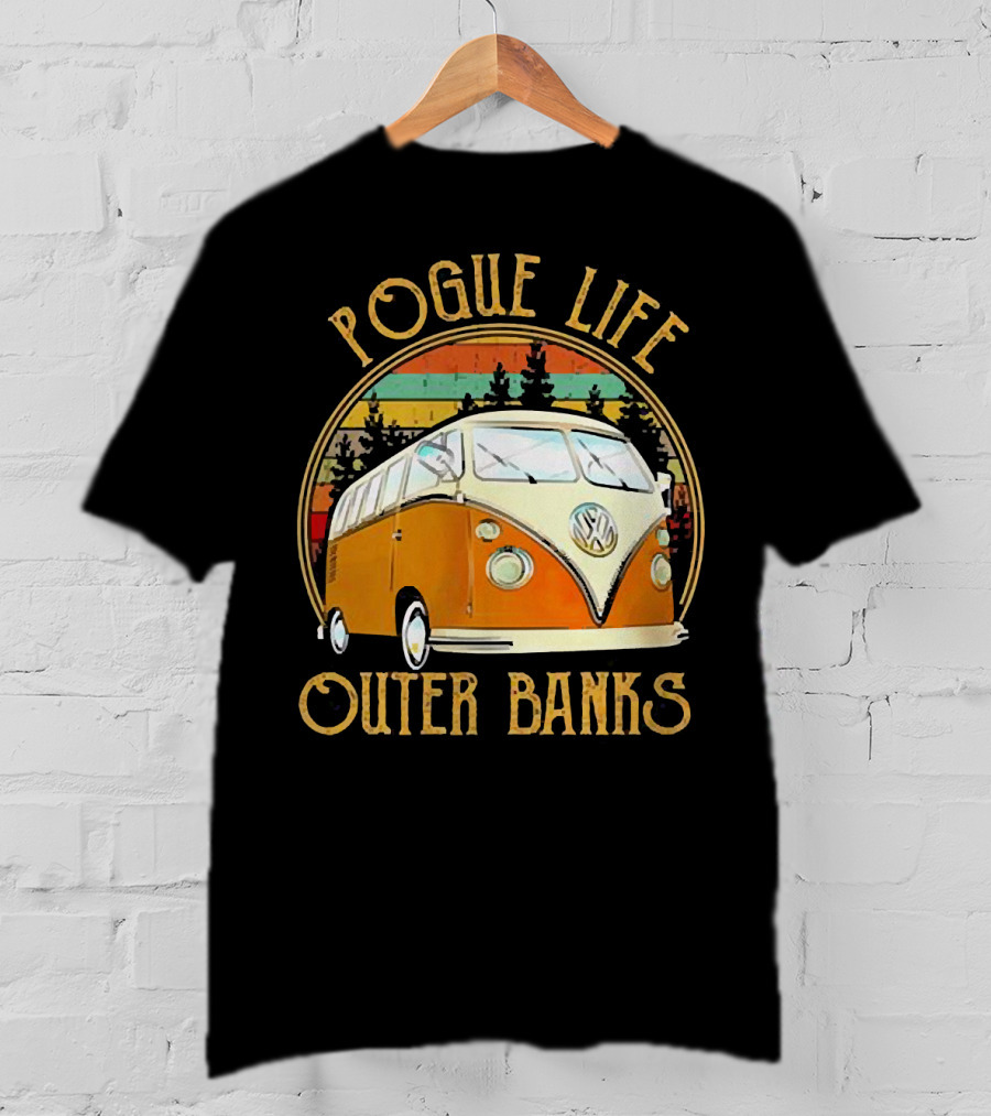 Pogue Life Outer Banks Volkswagen Vintage Van Retro Sunset T-Shirt