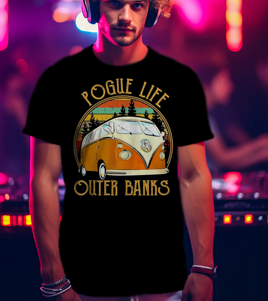 Pogue Life Outer Banks Volkswagen Vintage Van Retro Sunset T-Shirt