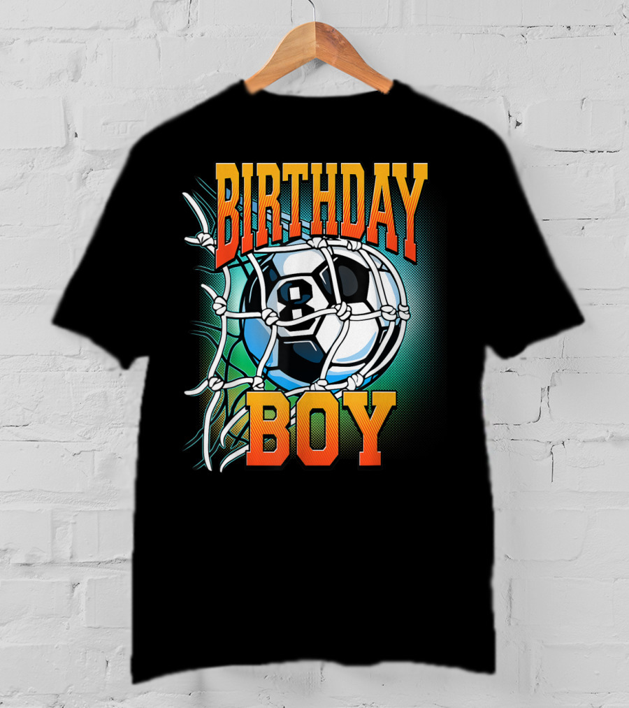 Birthday Boy Soccer Eight 8 Year Old Birthday T-Shirt