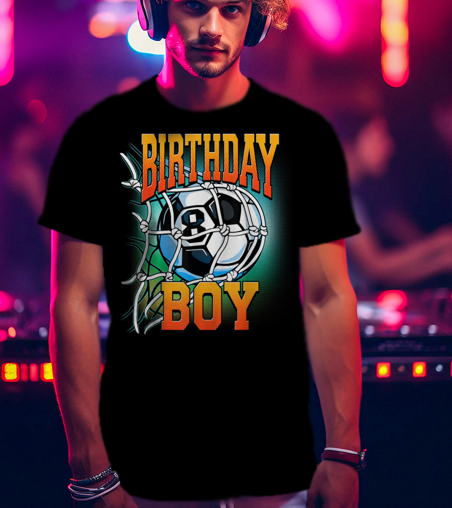 Birthday Boy Soccer Eight 8 Year Old Birthday T-Shirt