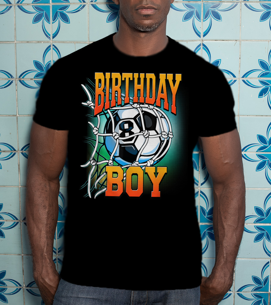 Birthday Boy Soccer Eight 8 Year Old Birthday T-Shirt