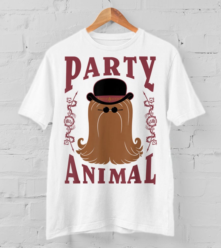 Addams Family Cousin It Party Animal Top Hat And Sunglasses T-Shirt