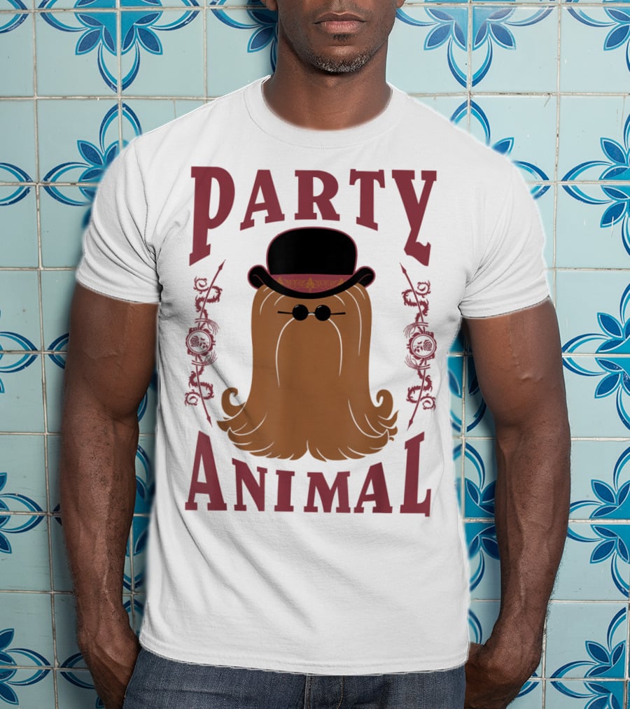 Addams Family Cousin It Party Animal Top Hat And Sunglasses T-Shirt