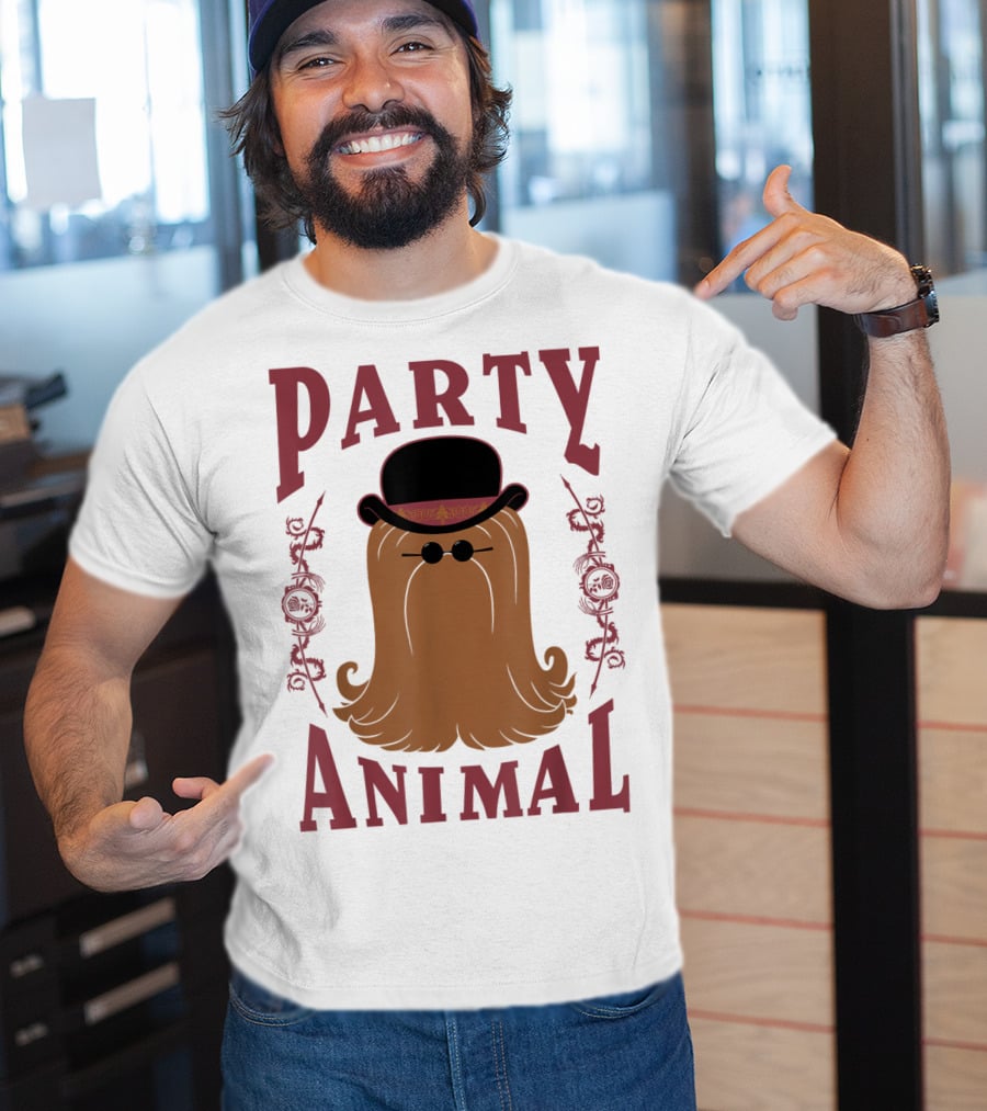 Addams Family Cousin It Party Animal Top Hat And Sunglasses T-Shirt