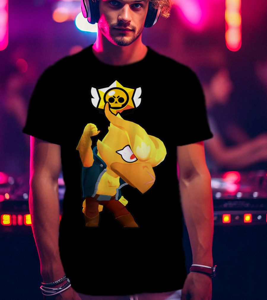 Brawl Stars Crow Character Icon With Skull Star Badge T-Shirt