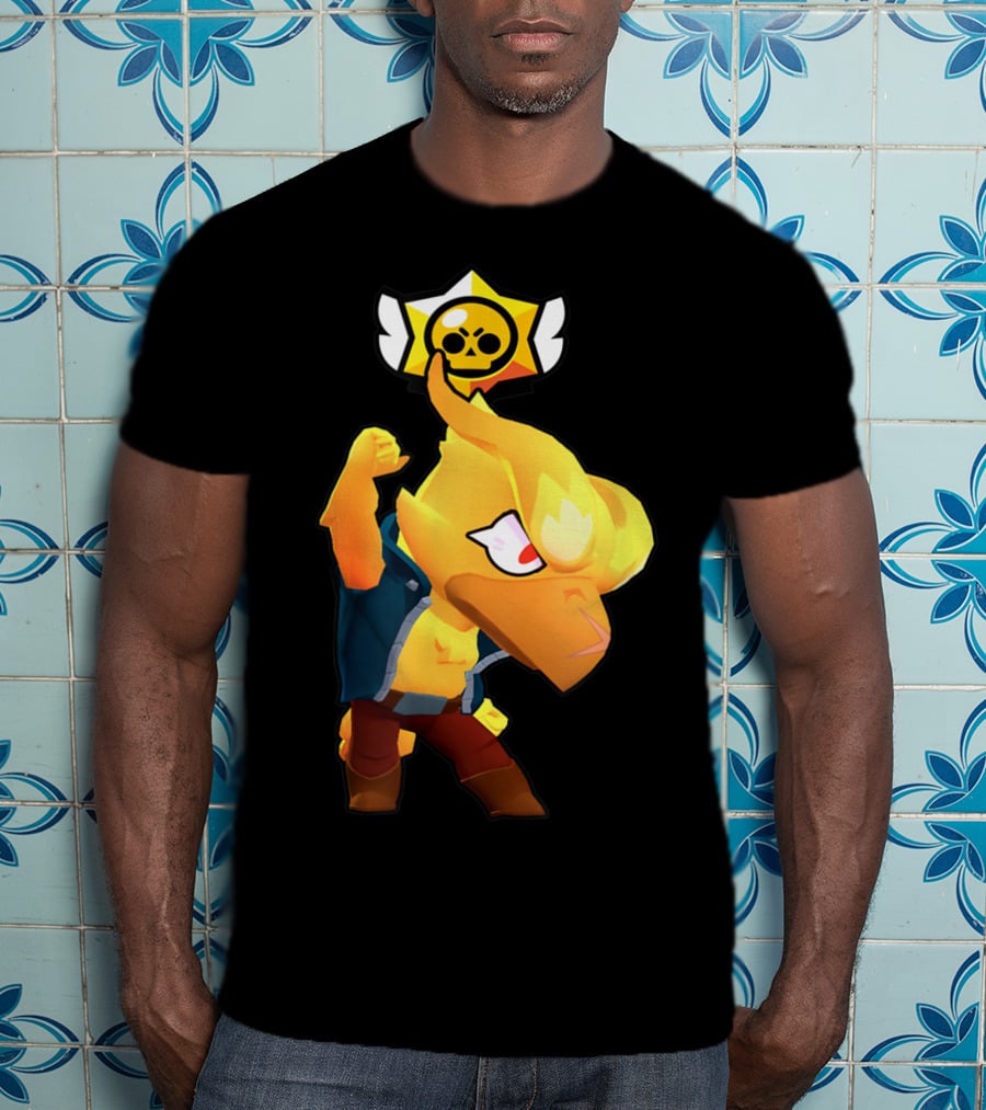 Brawl Stars Crow Character Icon With Skull Star Badge T-Shirt