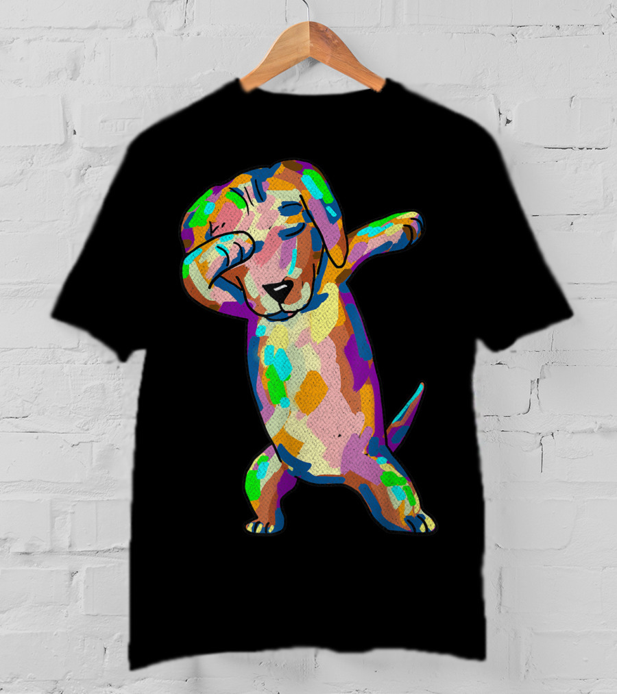 Colorful Dabbing Wiener Dog Funny Dachshund Dab T-Shirt