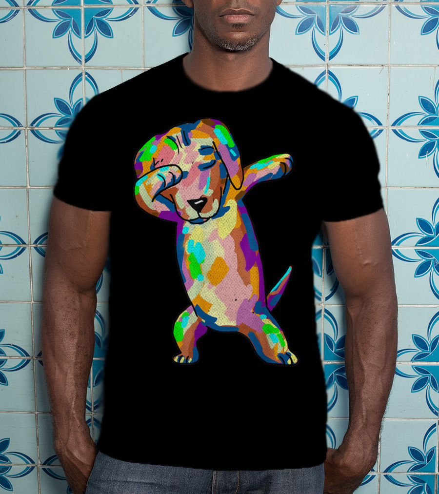 Colorful Dabbing Wiener Dog Funny Dachshund Dab T-Shirt