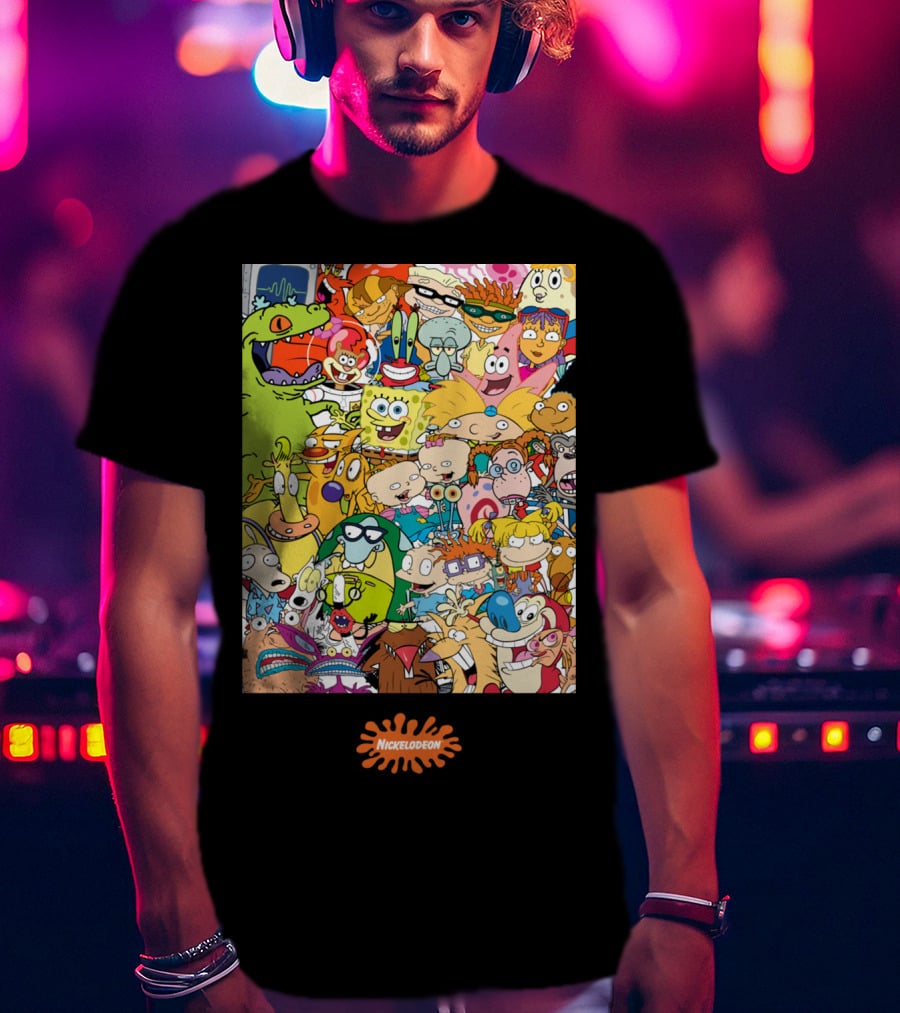 Nickelodeon 90s Cartoon Characters Compilation Group Shot T-Shirt