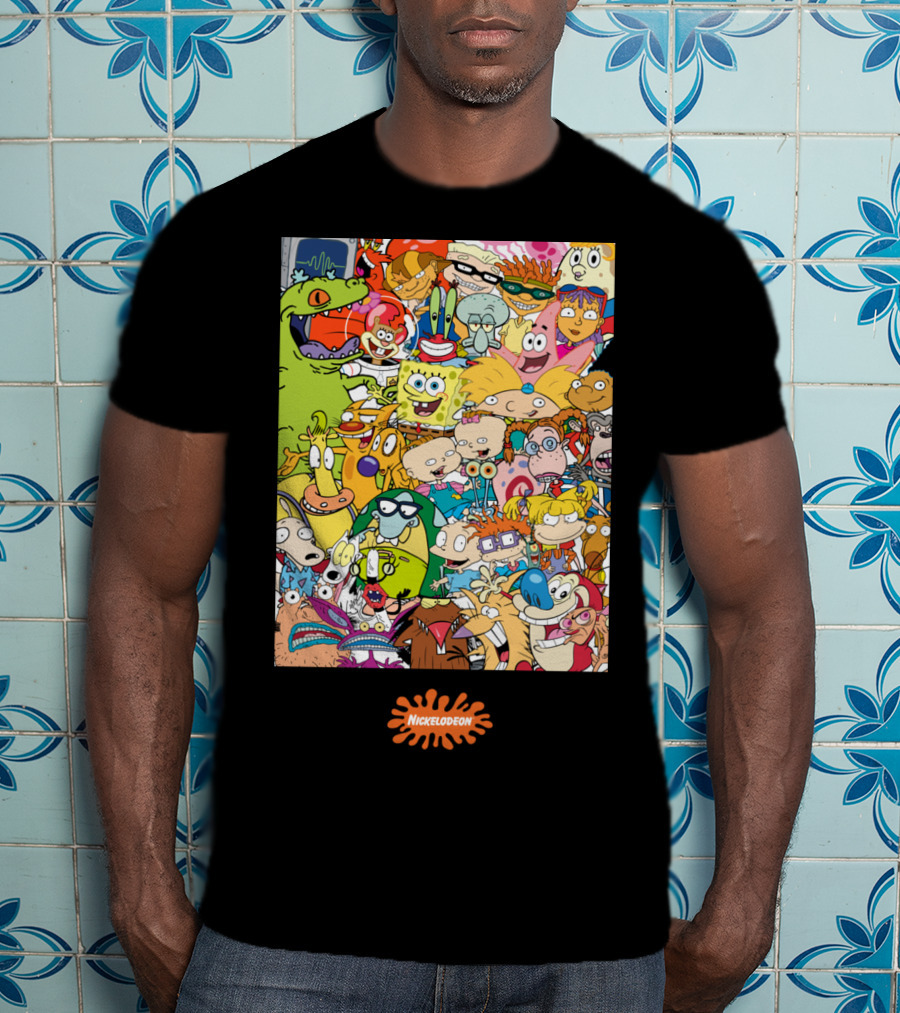 Nickelodeon 90s Cartoon Characters Compilation Group Shot T-Shirt