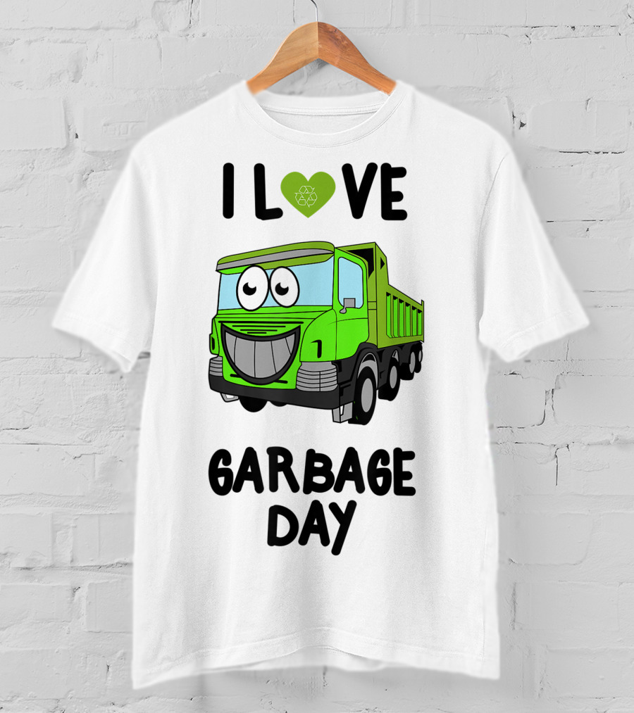 I Love Garbage Day Vintage Style Cartoon Garbage Truck T-Shirt
