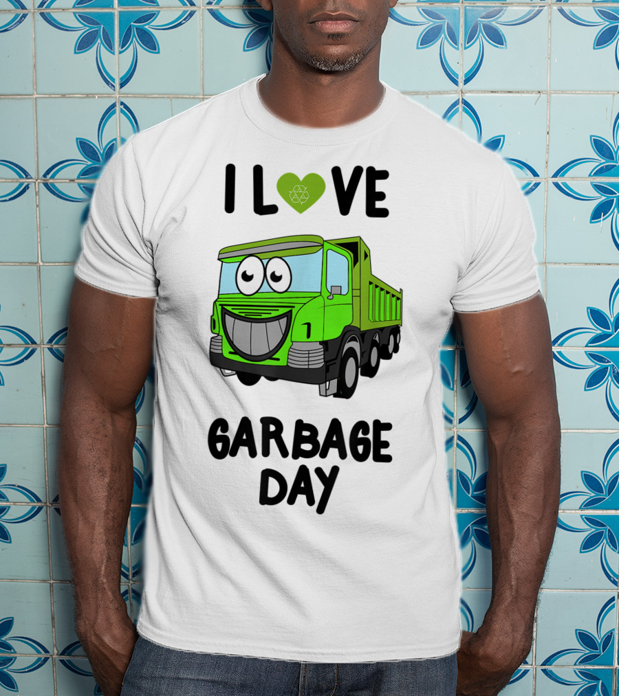 I Love Garbage Day Vintage Style Cartoon Garbage Truck T-Shirt
