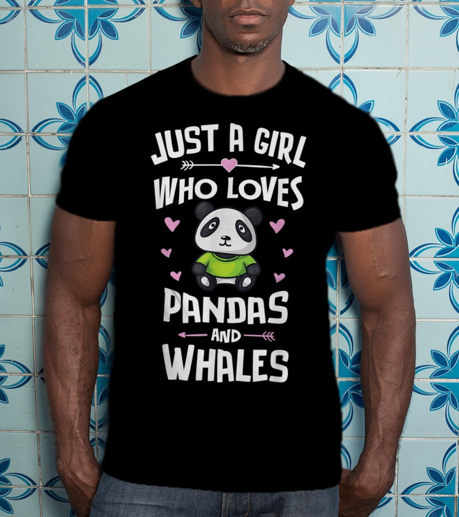 Just A Girl Who Loves Pandas And Whales Cute Panda Heart Arrows T-Shirt