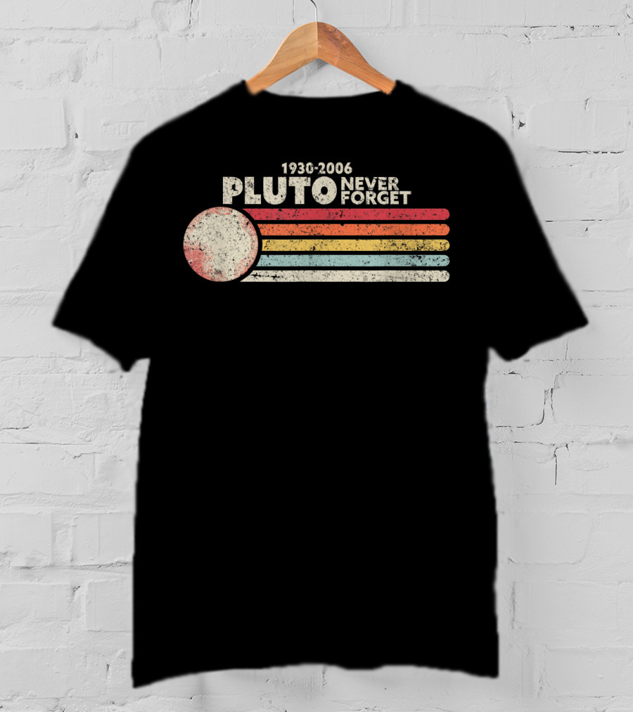 1930-2006 Pluto Never Forget Retro Stripes T-Shirt