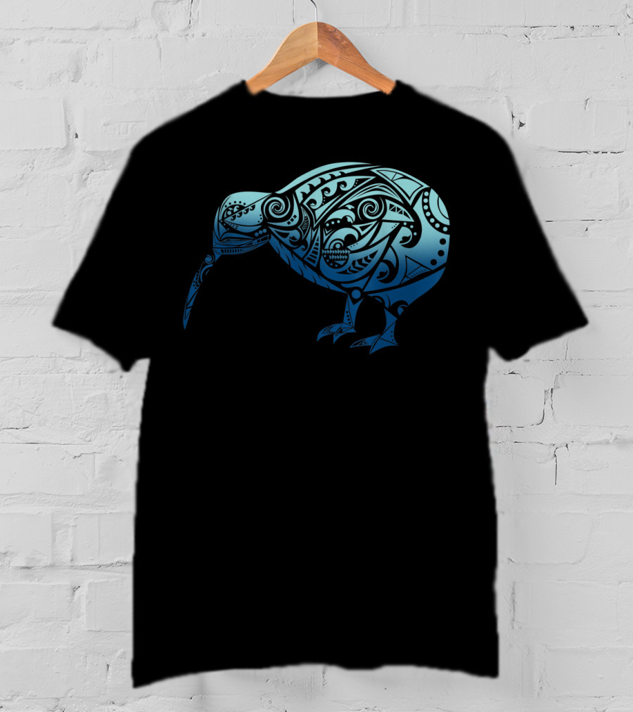 Polynesia Maori Kiwi Bird Ocean Blue T-Shirt