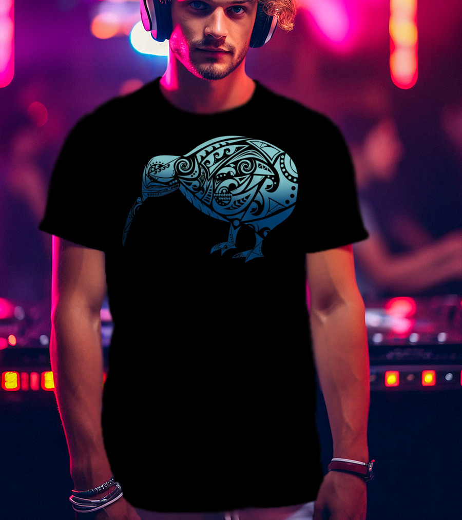Polynesia Maori Kiwi Bird Ocean Blue T-Shirt
