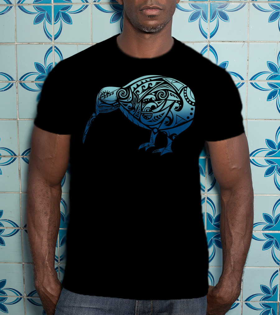 Polynesia Maori Kiwi Bird Ocean Blue T-Shirt