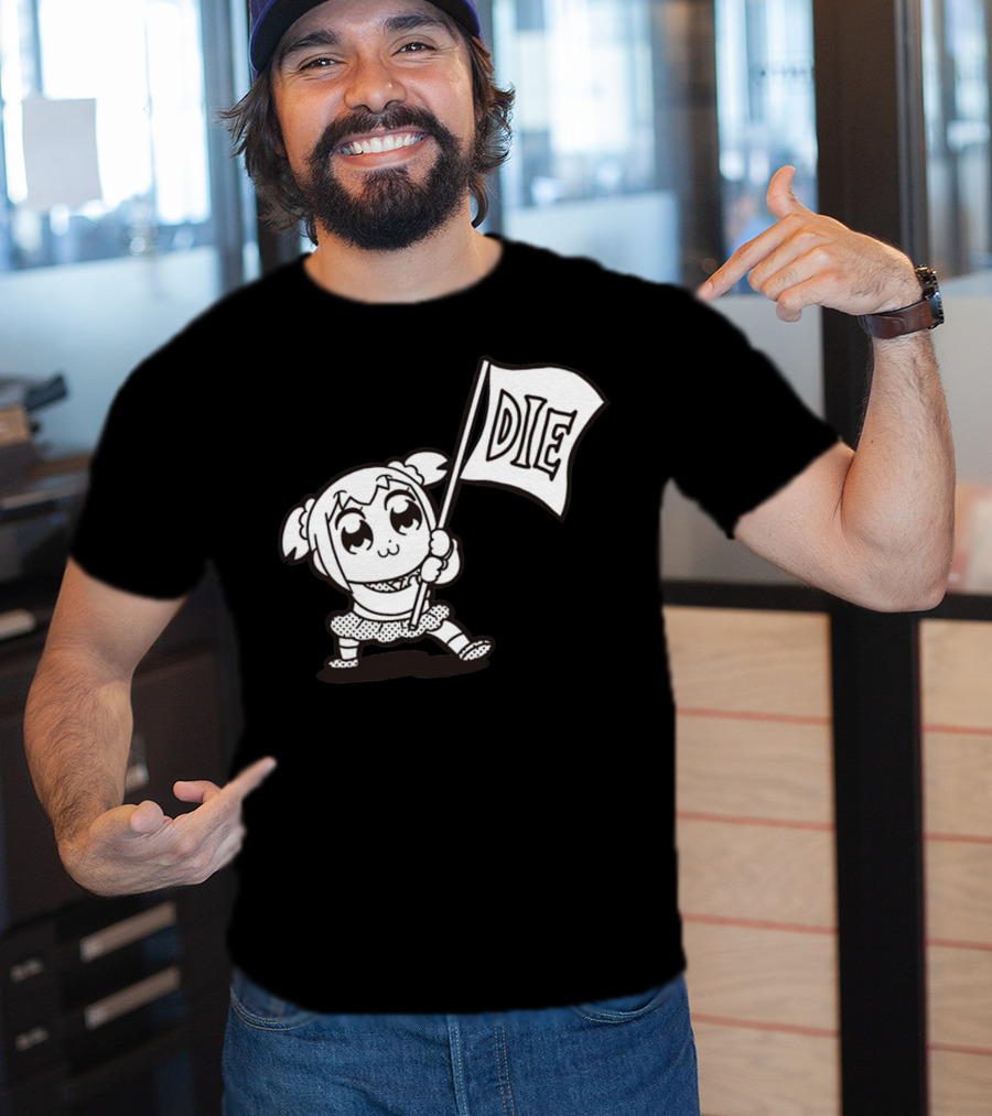 Pop Team Epic Popuko Holding Die Banner T-Shirt