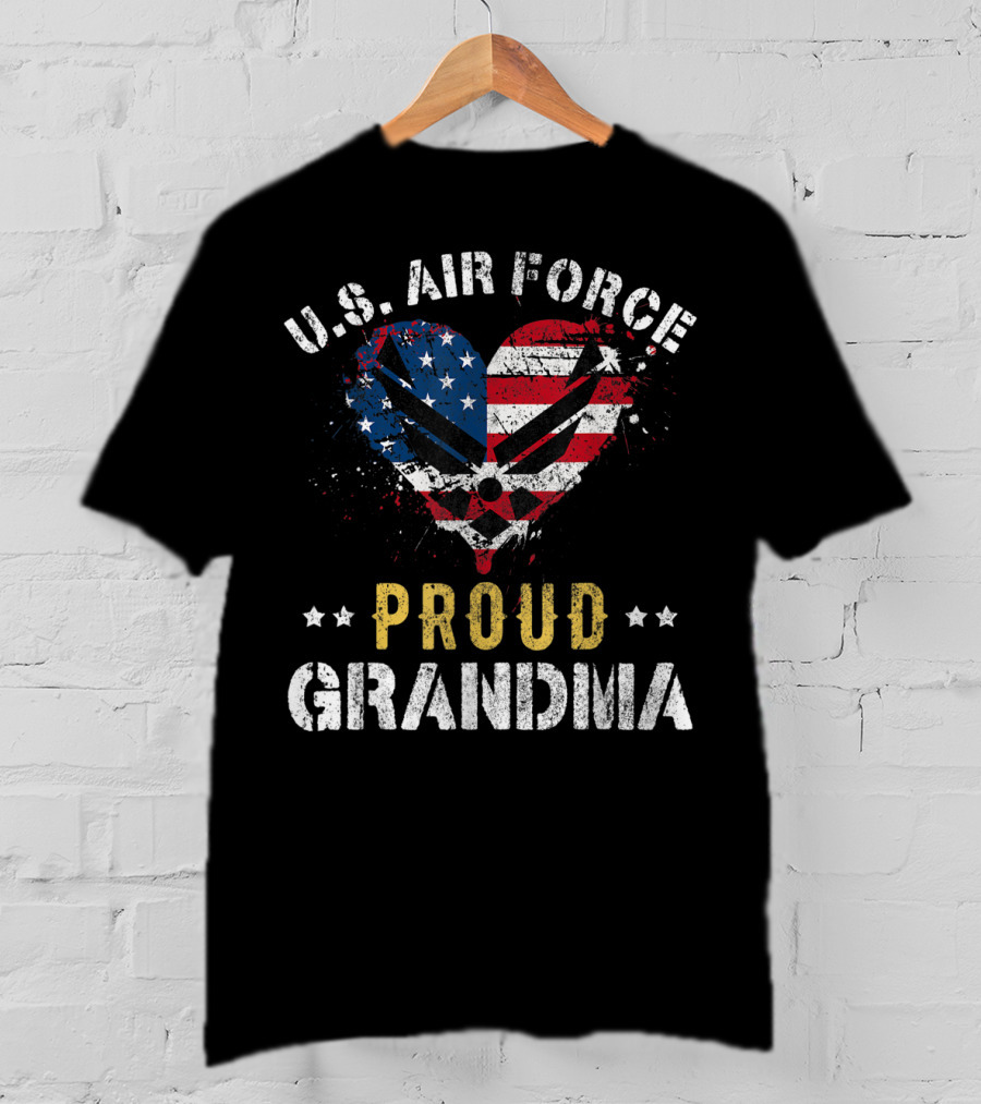 U.S. Air Force Proud Grandma American Flag Heart T-Shirt