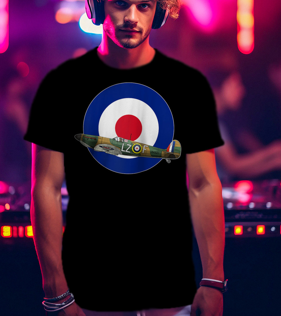 RAF Spitfire LZ-F Battle Of Britain Military WW2 Roundel T-Shirt