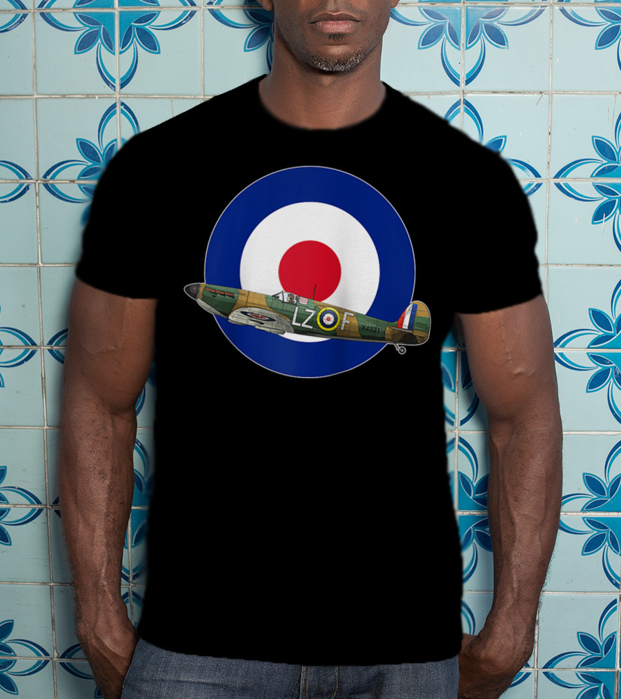 RAF Spitfire LZ-F Battle Of Britain Military WW2 Roundel T-Shirt