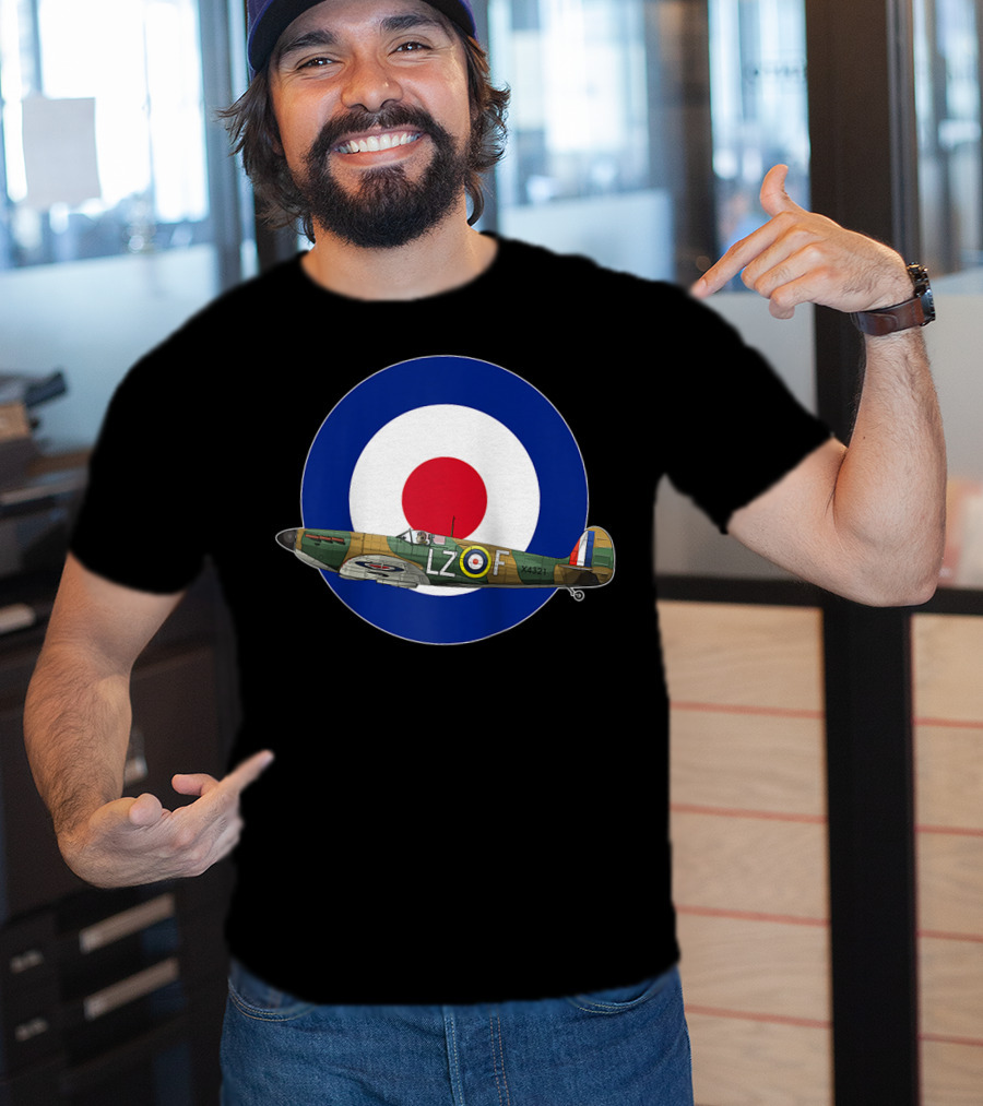 RAF Spitfire LZ-F Battle Of Britain Military WW2 Roundel T-Shirt
