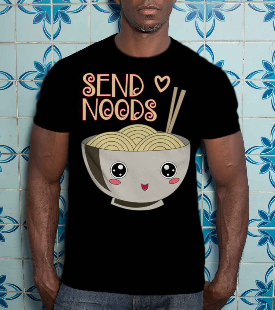 Send Noods Kawaii Ramen Bowl With Chopsticks And Heart T-Shirt
