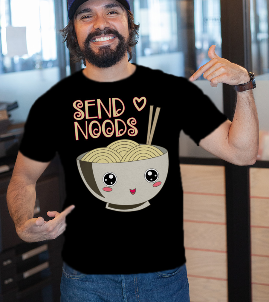 Send Noods Kawaii Ramen Bowl With Chopsticks And Heart T-Shirt