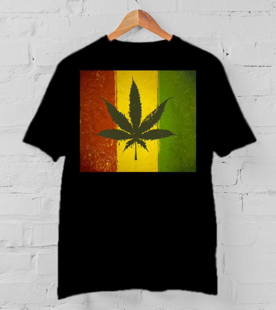 Rasta Jamaican Marijuana Leaf Legalized Pot Flag T-Shirt