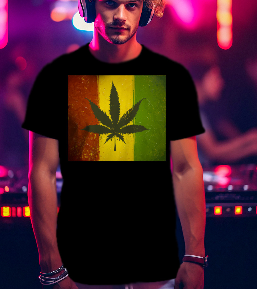 Rasta Jamaican Marijuana Leaf Legalized Pot Flag T-Shirt