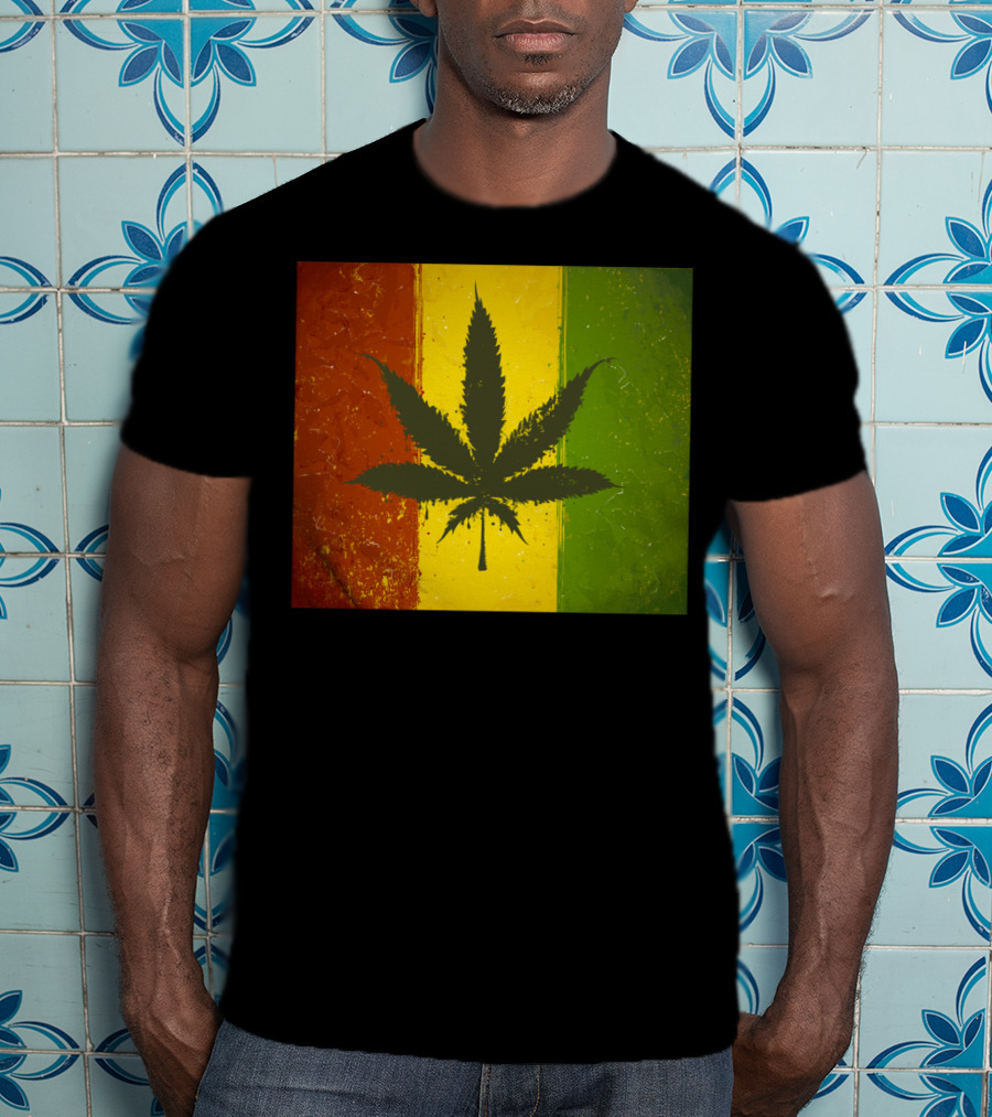 Rasta Jamaican Marijuana Leaf Legalized Pot Flag T-Shirt