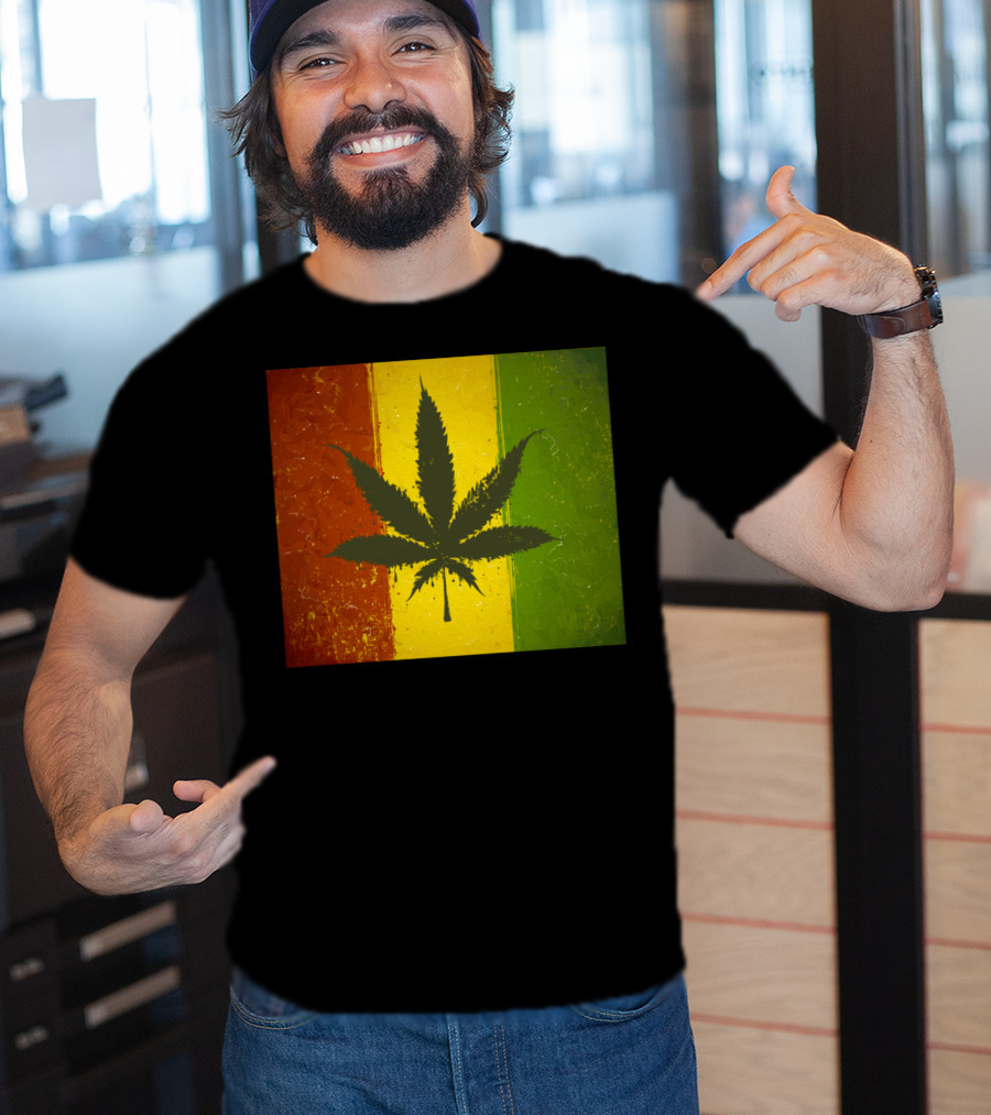 Rasta Jamaican Marijuana Leaf Legalized Pot Flag T-Shirt