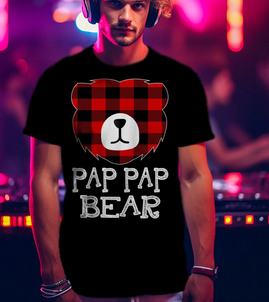 Pap Pap Bear Red Plaid Buffalo T-Shirt