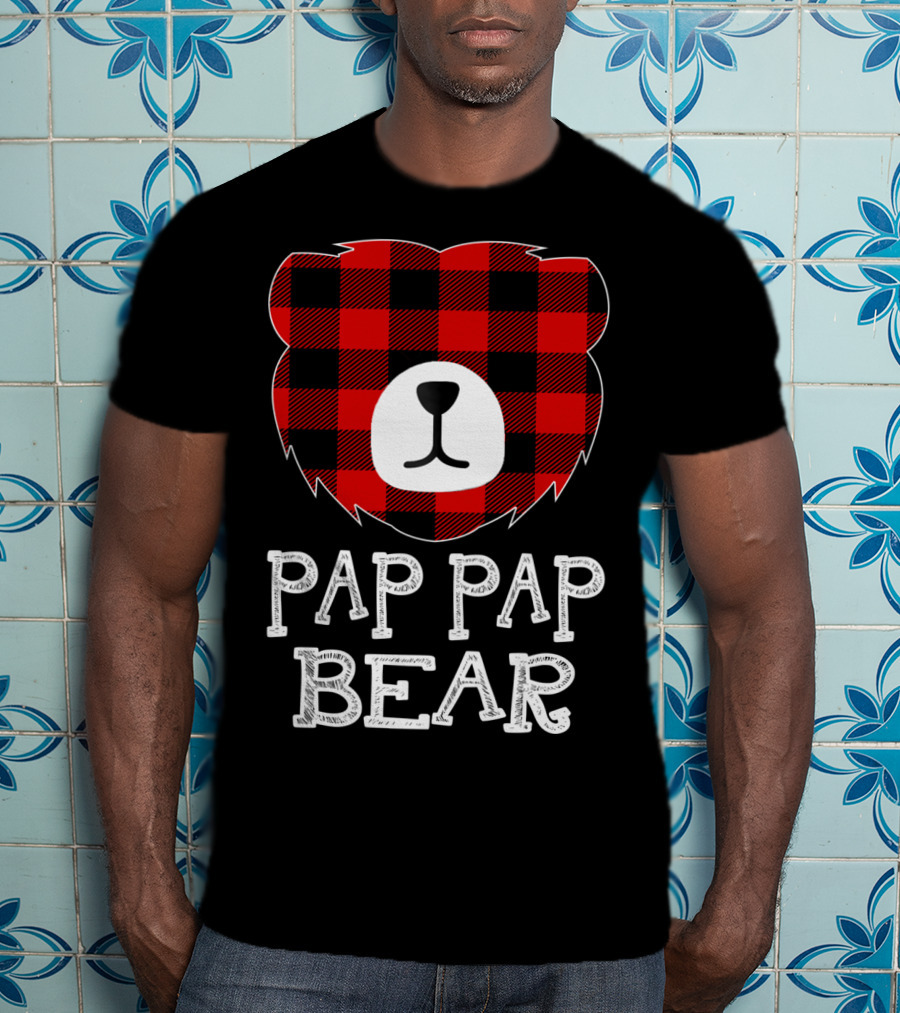 Pap Pap Bear Red Plaid Buffalo T-Shirt
