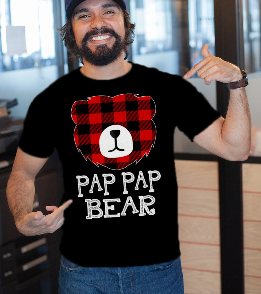 Pap Pap Bear Red Plaid Buffalo T-Shirt