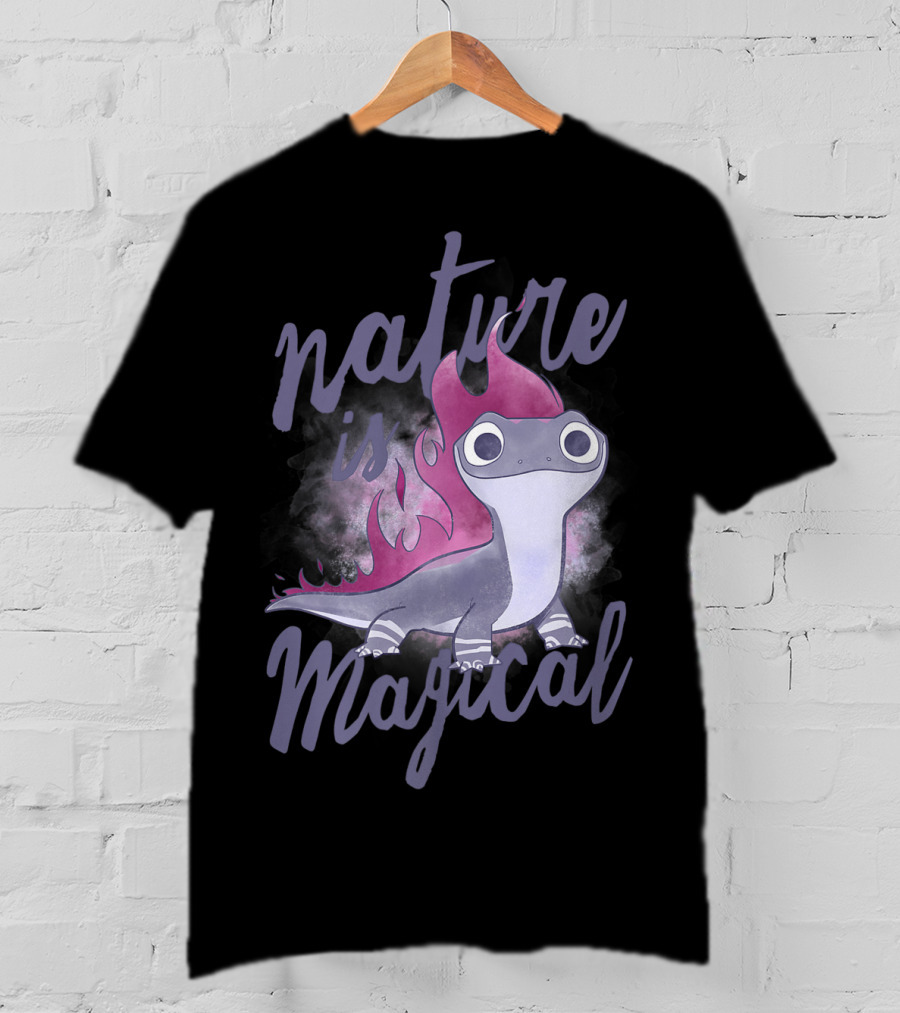 Disney Frozen 2 Salamander Character With Nature Is Magical Text T-Shirt