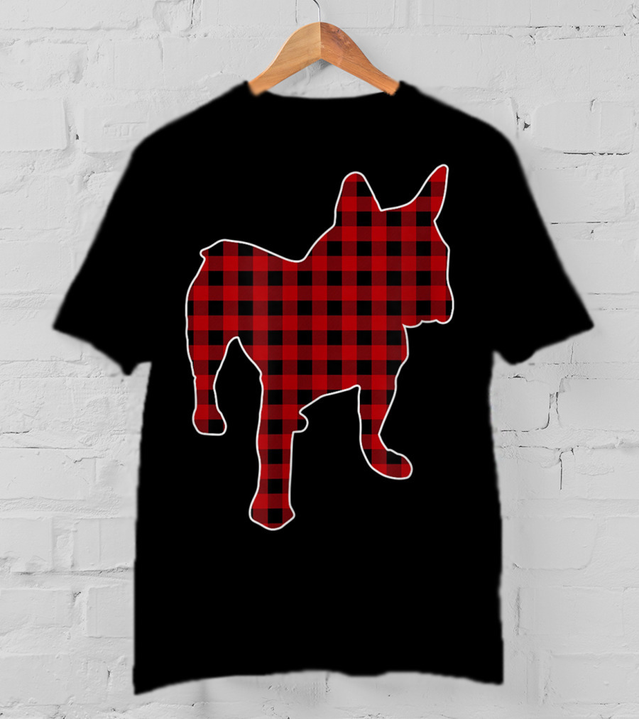 French Bulldog Red Buffalo Plaid Christmas T-Shirt