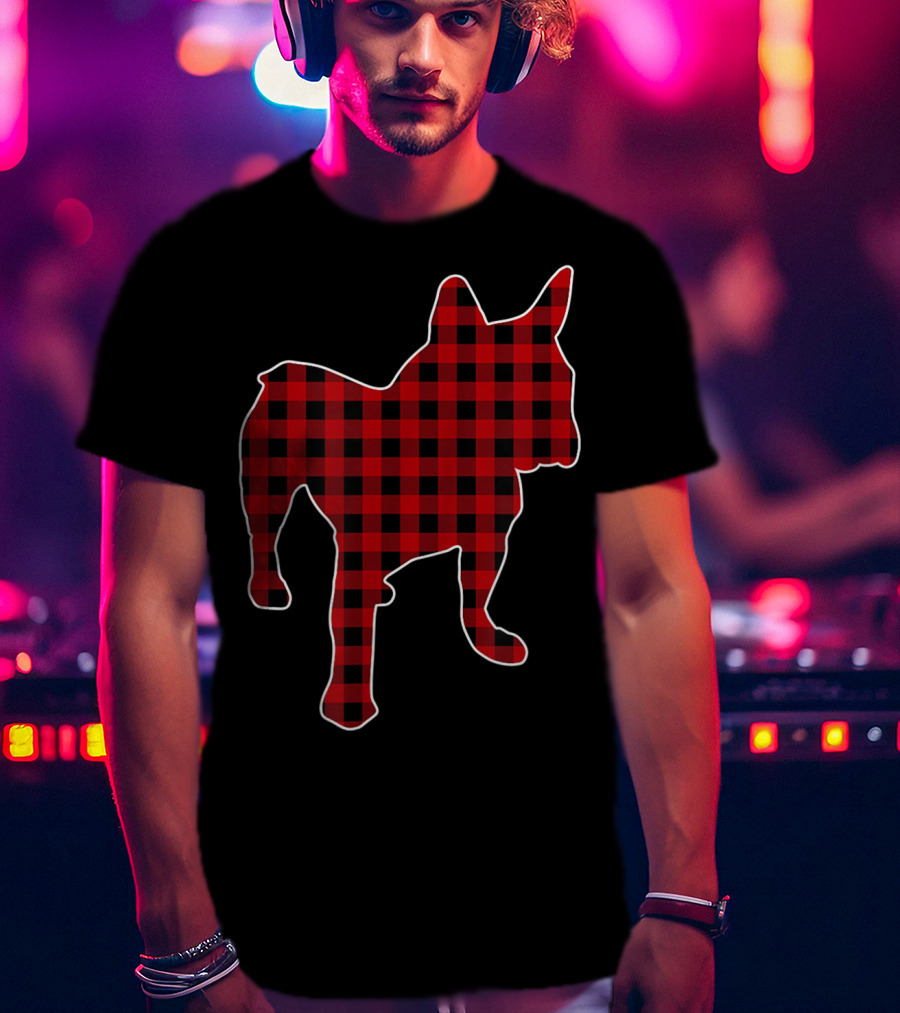 French Bulldog Red Buffalo Plaid Christmas T-Shirt