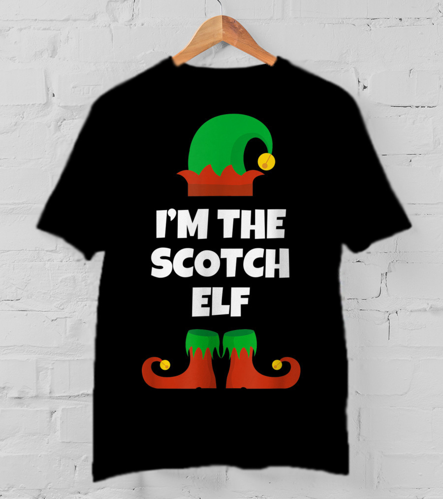 I'm The Scotch Elf Christmas Hat And Shoes T-Shirt